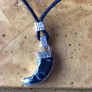 White Buffalo Turquoise Sterling Silver Leather Necklace